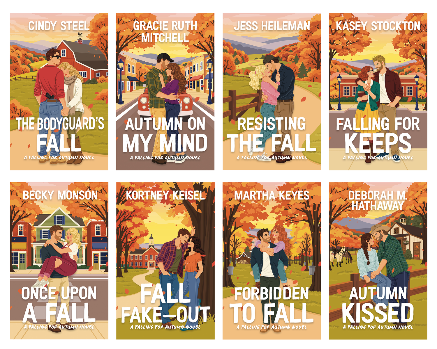 Covers from the Falling for Autumn multi-author clean romance series